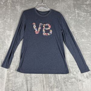 Vera Bradley Women's Long‎ Sleeve T-Shirt Dark Blue Logo Flowers Size M
